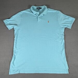 Vintage Ralph Lauren Polo Shirt Mens XL Baby‎ Blue Preppy Mesh Pony Cotton